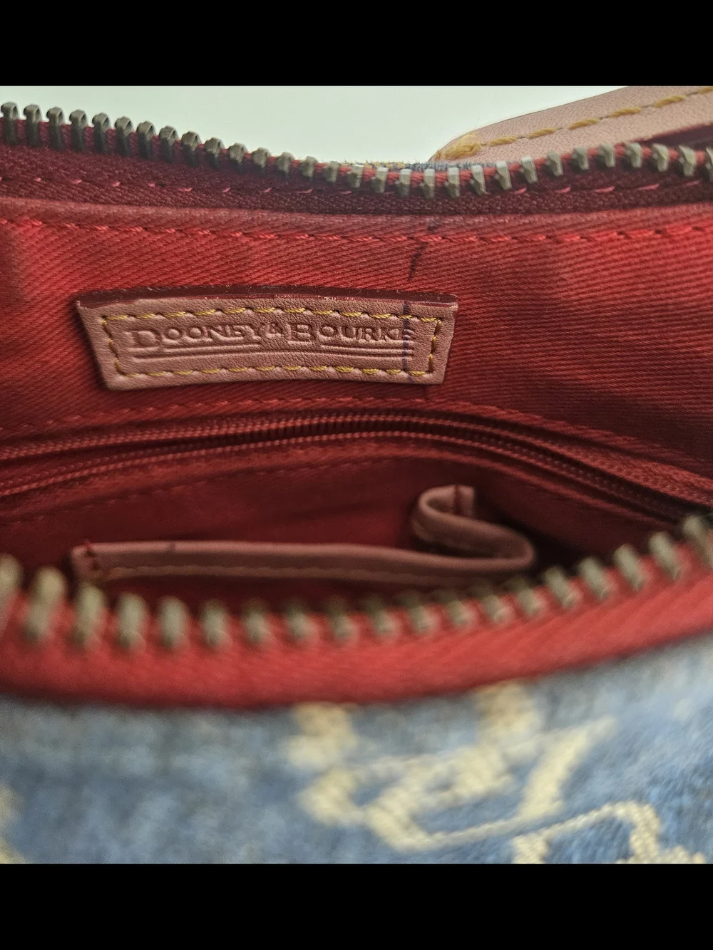 Dooney & Bourke Pink-Trim Denim Logo Shoulder Bag - Picture 8 of 8